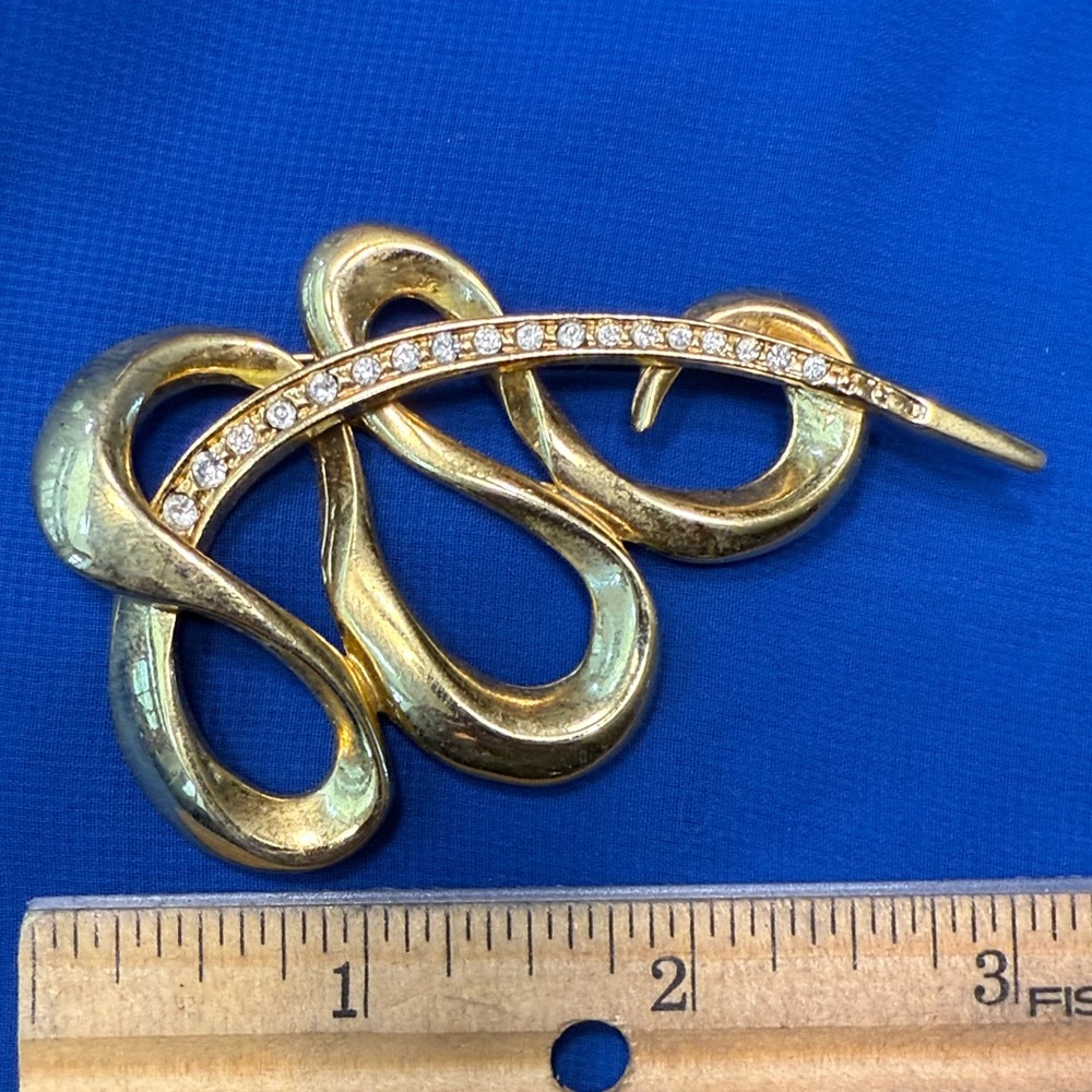 Golden Brooch with Rhinestones
